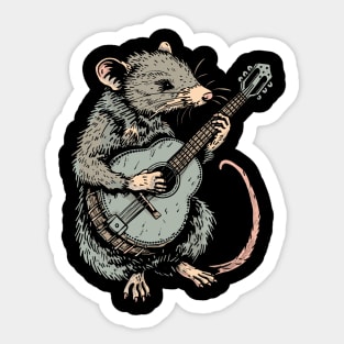 Weird Trash Kitty Guitar Possum Possum Love Animal Sticker